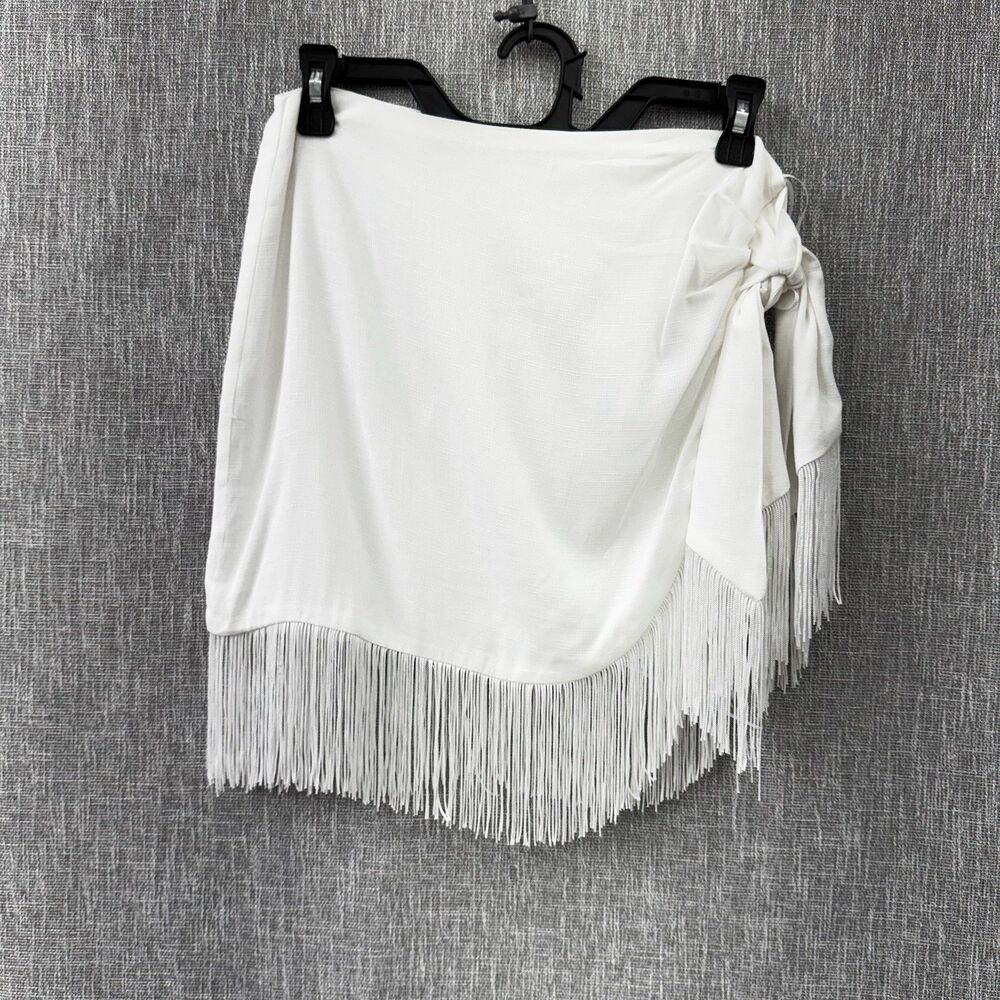12th Tribe Tamsin White Jacquard Fringe Mini Skirt NWT Small Western Festival - Picture 2 of 12